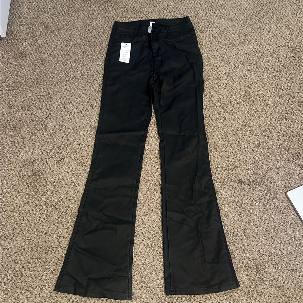 Black Flared Leather Pants